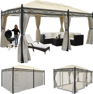 Moskitiery - Pergola Cadiz, pawilon, solidna rama 7cm 5x3m ~ kremowy z boczną ścianą + moskitiera - miniaturka - grafika 1