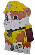 Puzzle - Drewniane Puzzle Pies Żółty Układanka Puzzle  Literki Cyfry 3D 2W1 - miniaturka - grafika 1