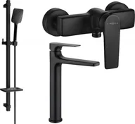 Zestawy baterii łazienkowych - Mexen Lynx DQ62 zestaw prysznicowy, czarny - 745914DQ62-70 - miniaturka - grafika 1