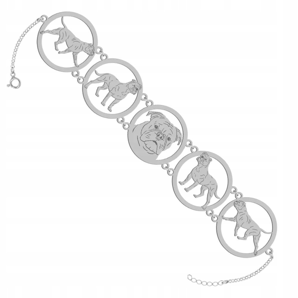 Bransoletka Srebrna z psem Continental Bulldog 925 Kobieta GRAWER GRATIS