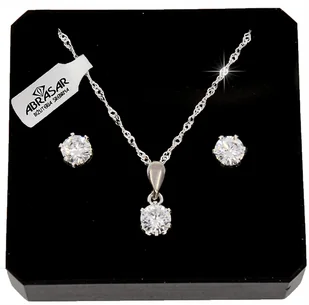 Srebrny Komplet biżuterii z cyrkoniami 925 - Zestawy biżuterii dla kobiet - miniaturka - grafika 1