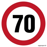 Systemy ekspozycyjne i znaki informacyjne - SA004 OGRANICZENIE PRĘDKOŚCI 70, PN - PŁYTA PCV 1MM; (600X600MM) - miniaturka - grafika 1