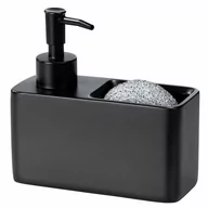 Suszarki do naczyń - Wenko Dozownik detergentu z miejscem na gąbkę Resa, czarny - miniaturka - grafika 1