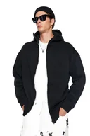 Bluzy męskie - TRENDYOL MAN BLUZA MĘSKA CZARNA Z KAPTUREM ROZPINANA NA ZAMEK S 5DA - miniaturka - grafika 1
