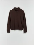 Moda i Uroda OUTLET - Reserved - Wełniany sweter z domieszką kaszmiru - brązowy - miniaturka - grafika 1