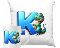 Gadżety dla niej i dla niego - ZESTAW PODUSZKA + KUBEK Dino Dinozaur Pomysł Na Prezent +IMIĘ #2 - miniaturka - grafika 1