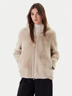 Płaszcze damskie - Dixie Futro V330Y003A Beżowy Regular Fit - miniaturka - grafika 1