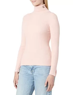 Calvin Klein Damski sweter Ck Tight Roll Neck Sweter Pulowery, różowy róż, XS, Róż (Pink Blush), XS - Swetry damskie - miniaturka - grafika 1