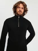 Swetry męskie - Sinsay - Sweter z rozpinanym golfem - czarny - miniaturka - grafika 1