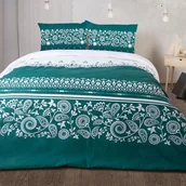 Pościel - Pościel Flanelowa 140X200 Darymex Biała Szmaragdowa Paisley - miniaturka - grafika 1