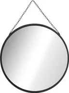 Lustra - HOMCOM lustro ścienne lustro do makijażu Ø 50 cm okrągłe lustro do salonu lustro z dekoracyjnym zawieszeniem do sypialni, jadalni, przedpokoju czarne metalowe szkło - miniaturka - grafika 1