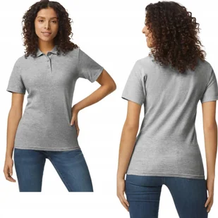 Koszulka POLO Polówka Damska BAWEŁNA Pique GIL64800 SZARA XL - Koszulki i topy damskie - miniaturka - grafika 1
