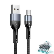 Kable USB - USAMS Kabel Pleciony Usb Microusb 2A 1M Czarny - miniaturka - grafika 1