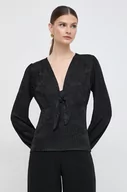 Bluzki damskie - Morgan bluzka damska kolor czarny gładka - miniaturka - grafika 1