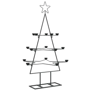 vidaXL Metalowa choinka świąteczna, do dekoracji, czarna, 105 cm - Choinki - miniaturka - grafika 1