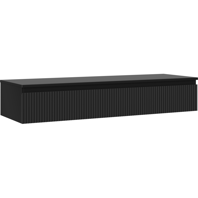 Mexen Rivel szafka łazienkowa podumywalkowa 140 cm z blatem, 1 szuflada, ryflowana , czarna mat - 91A20-14023-1-BFC71