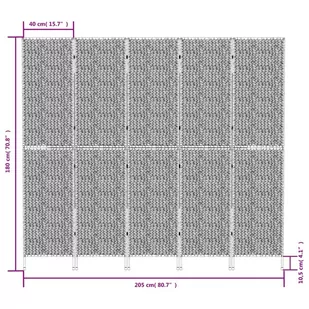 Parawan pokojowy 5-panelowy, brązowy, 205x180 cm, hiacynt wodny Lumarko! - Parawany - miniaturka - grafika 10