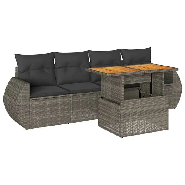 Modułowy zestaw mebli ogrodowych szary z rattanem PE, 71 x 62 x 69 cm