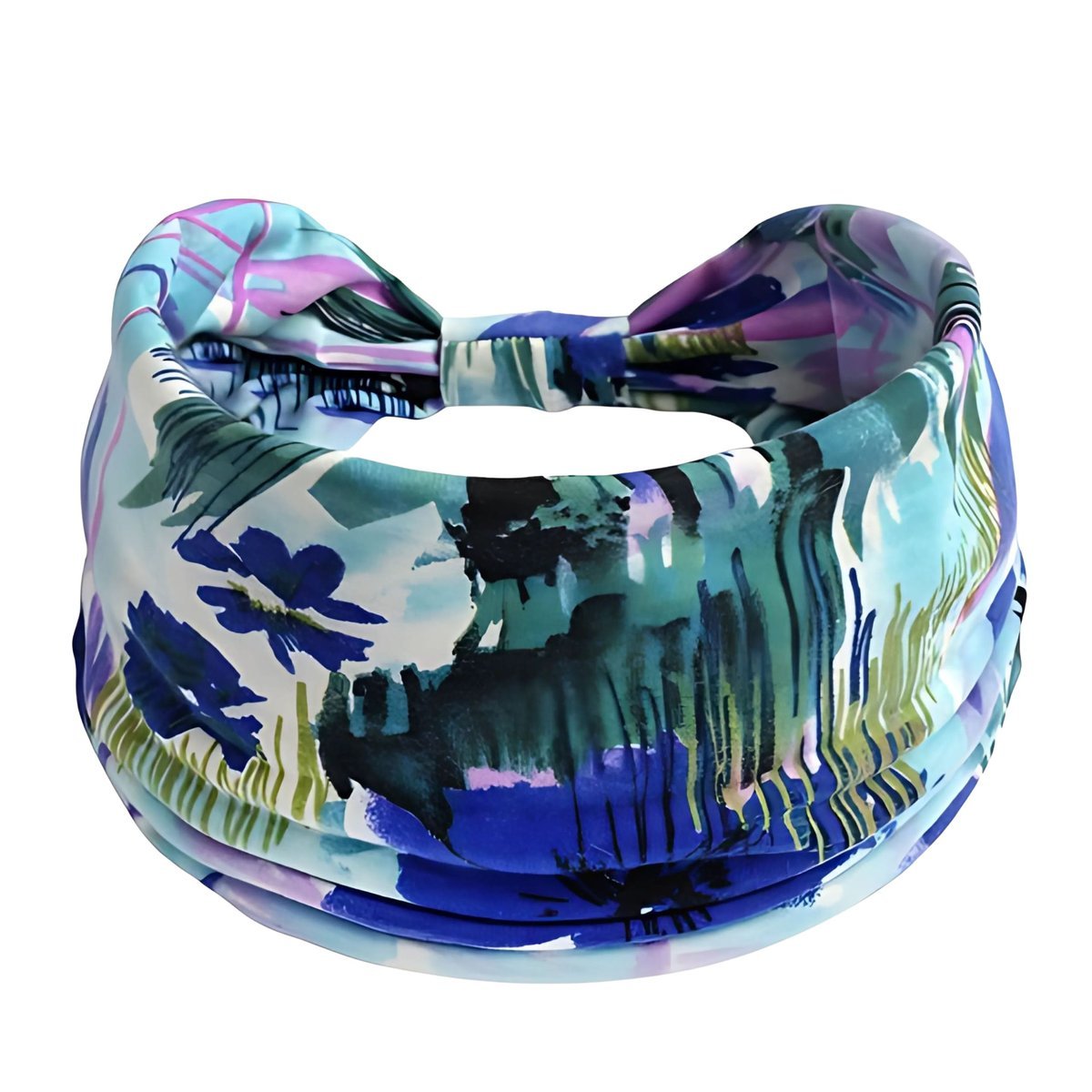 Opaska do Włosów Niebieska Turban na Głowę Szeroka Elastyczna MIŁA W DOTYKU