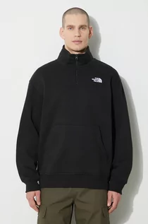 Bluzy męskie - The North Face bluza M Essential Qz Crew męska kolor czarny z aplikacją NF0A87FCJK31 - grafika 1