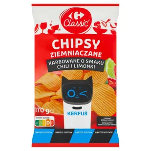 Carrefour Classic Chipsy ziemniaczane karbowane o smaku chili i limonki 170 g - Chipsy - miniaturka - grafika 1
