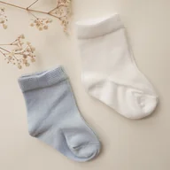 Skarpetki dla dzieci - Skarpetki dla noworodka bambusowe 2-pak - perłowy-błękit - miniaturka - grafika 1