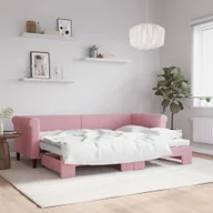 Sofy i kanapy - vidaXL Sofa rozsuwana, różowa, 80x200 cm, aksamit - miniaturka - grafika 1