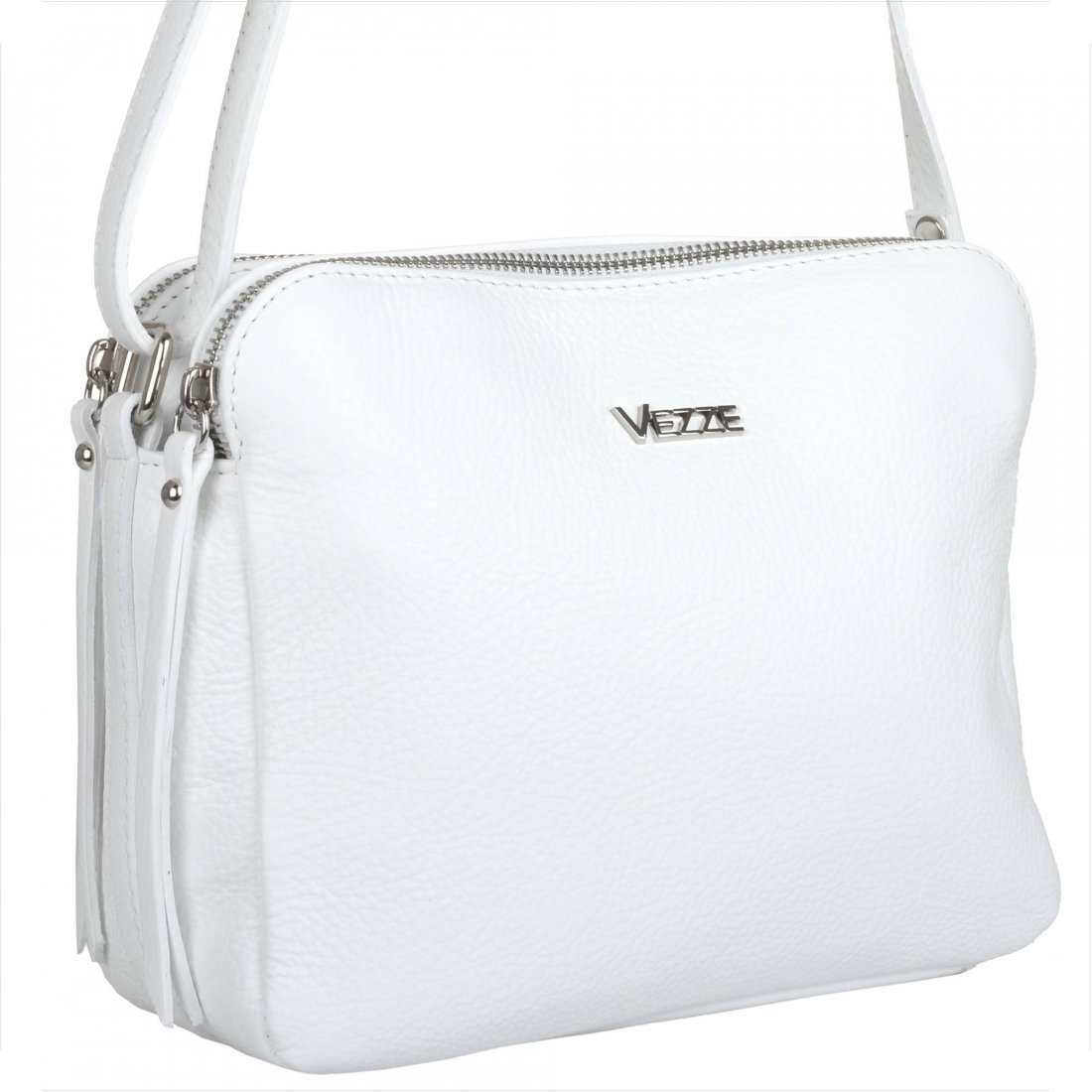 Modna skórzana biała listonoszka VEZZE