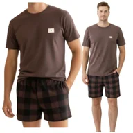 Piżamy damskie - PIŻAMA MĘSKA BAWEŁNIANA KRÓTKA LETNIA KRÓTKI RĘKAW KRÓTKIE SPODENKI KRATKA WYGODNA XXL - miniaturka - grafika 1