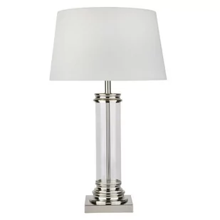 Searchlight Lampa stołowa Pedestal, srebrna z kloszem kremowym - Lampy stojące - miniaturka - grafika 1