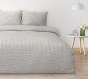 Pościel - Pościel 160x200 satynowa gofrowana jasnoszara Matex - miniaturka - grafika 1