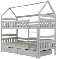 Łóżka dla dzieci i młodzieży - Łóżko piętrowe domek FELIKS 160x80 białe drewniane z szufladami KOCOT KIDS - miniaturka - grafika 1