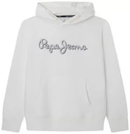 Bluzy dla chłopców - Pepe Jeans Chłopięca bluza z kapturem Nolan, Biały (nie biały), 14 Lat - miniaturka - grafika 1