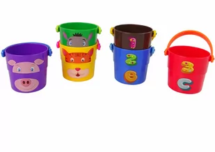 Zestaw Kolorowe Wiaderka ze Zwierzątkami Piramidka - Zabawki do kąpieli - miniaturka - grafika 3