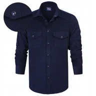 Koszule męskie - KOSZULA Męska SZTRUKSOWA z Długim Rękawem GRANATOWA Regular Fit Pako Jeans - miniaturka - grafika 1