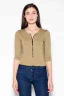 Odzież ciążowa - BODY damskie z długimi rękawami I LEJĄCYM DEKOLTEM zielone S - miniaturka - grafika 1