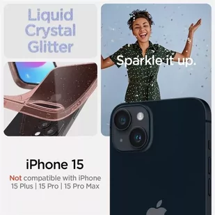 Etui Spigen Liquid Crystal Glitter do Apple iPhone 15 - różowo-przezroczyste - Etui i futerały do telefonów - miniaturka - grafika 2