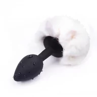Korki analne - AfterDark Butt Plug with Pompon Black/White Size S - miniaturka - grafika 1