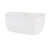 Wanny - Besco Wanna przyścienna Volya 140x75 cm kompozyt biały połysk syfon klik-klak z przelewem slim złoty WKV-140-WSZ - miniaturka - grafika 1