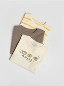 Bluzki dla niemowląt - Reserved - Bawełniany t-shirt 3 pack - złamana biel - miniaturka - grafika 1