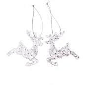 Ozdoby bożonarodzeniowe - RENIFER AKRYLOWY BROKACONY 2SZT ZAWIESZKA ŚWIETA - miniaturka - grafika 1