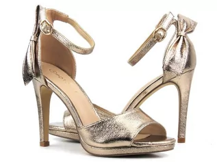 Sandały damskie - Eleganckie sandały damskie na szpilce - Potocki 23-21037, złote - grafika 1