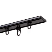 Karnisze - Szyna sufitowa aluminiowa 2-torowa 200 cm czarna z agrafkami - miniaturka - grafika 1