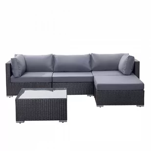 Beliani Meble ogrodowe czarne - rattanowe - sofa rattanowa - SANO - Meble ogrodowe - miniaturka - grafika 1