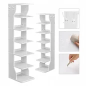 Szafki na buty - Praktyczna Biała szafka na buty Narożna Wąska 6 poziomów +2 Haczyki - miniaturka - grafika 1
