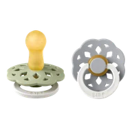 Smoczki uspokajające - Bibs Boheme Night Glow, smoczek uspokajający, kauczukowy, okrągły, świecący w ciemności, rozmiar 1, Sage & Cloud, od urodzenia, 2 sztuki - miniaturka - grafika 1