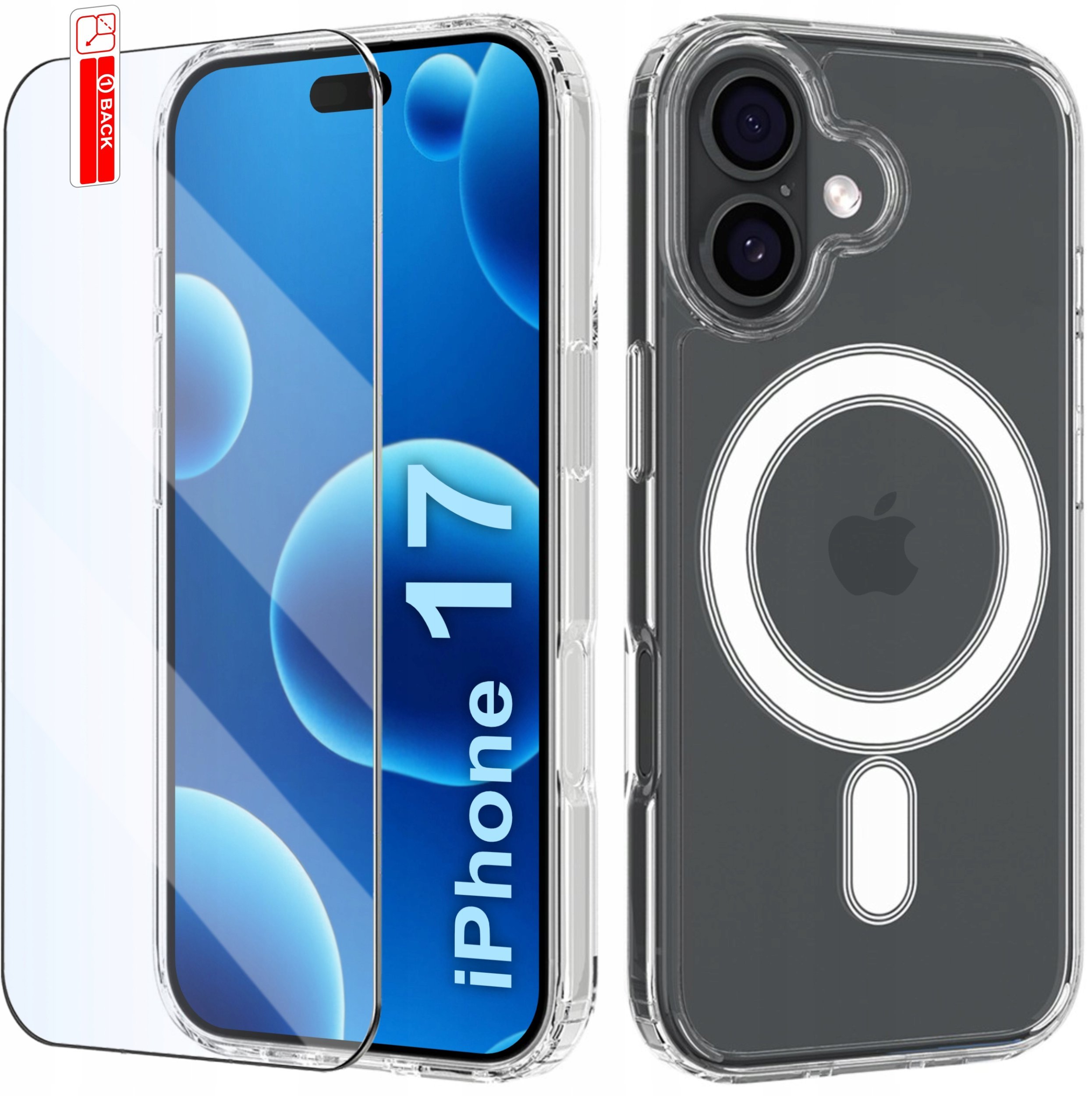 Etui Magnetyczne Przezroczyste do iPhone 17do MAGSAFE CASE + Szkło 9H