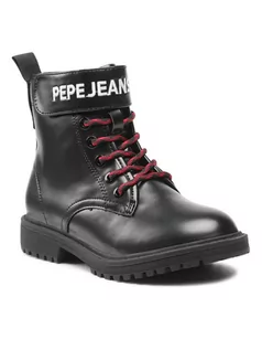 Buty dla dziewczynek - Pepe Jeans Kozaki Hatton Strap Combi PGS50167 Czarny - grafika 1
