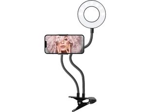 Uchwyt z lampą LED Ring SBS Live Stream Pro TESELFIESPOTRING Czarno-biały - Selfie stick - miniaturka - grafika 1