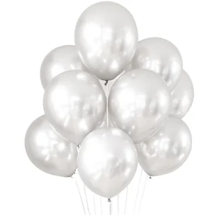 Balony Metaliczne Białe Zestaw Balonów 25szt Do Dekoracji Na Ślub Komunię - Wesele i ślub - miniaturka - grafika 1